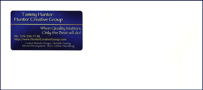Business Card Marketing Envelopes with a Return Address Window Pocket
